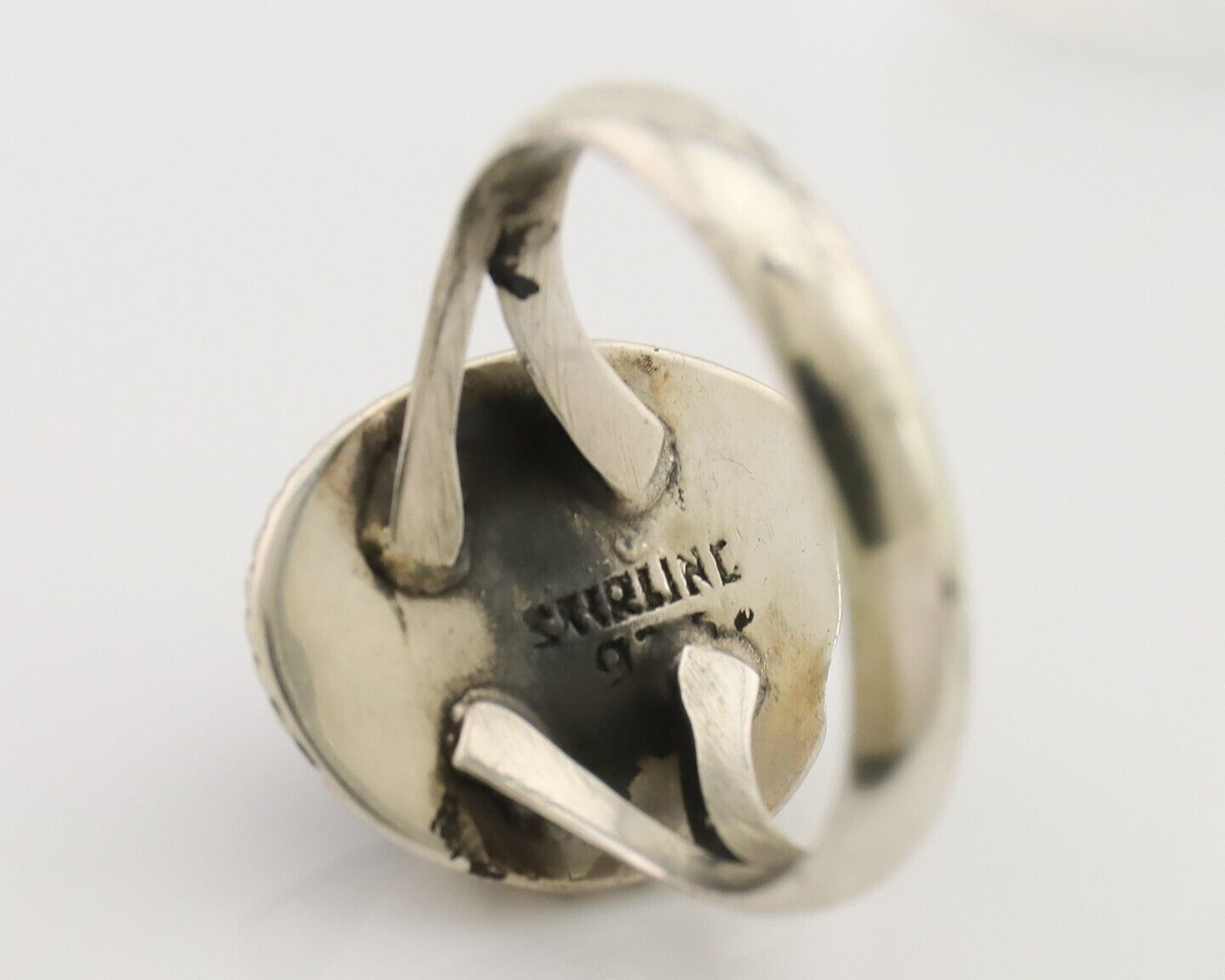 Navajo Handmade Ring 925 Silver Natural Fire Opal Native Artist Size 8.0 C.80's