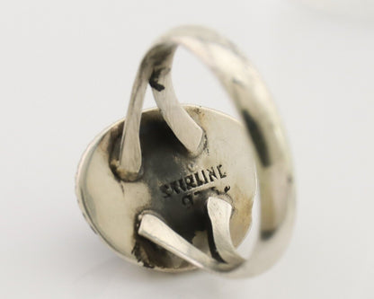 Navajo Handmade Ring 925 Silver Natural Fire Opal Native Artist Size 8.0 C.80's