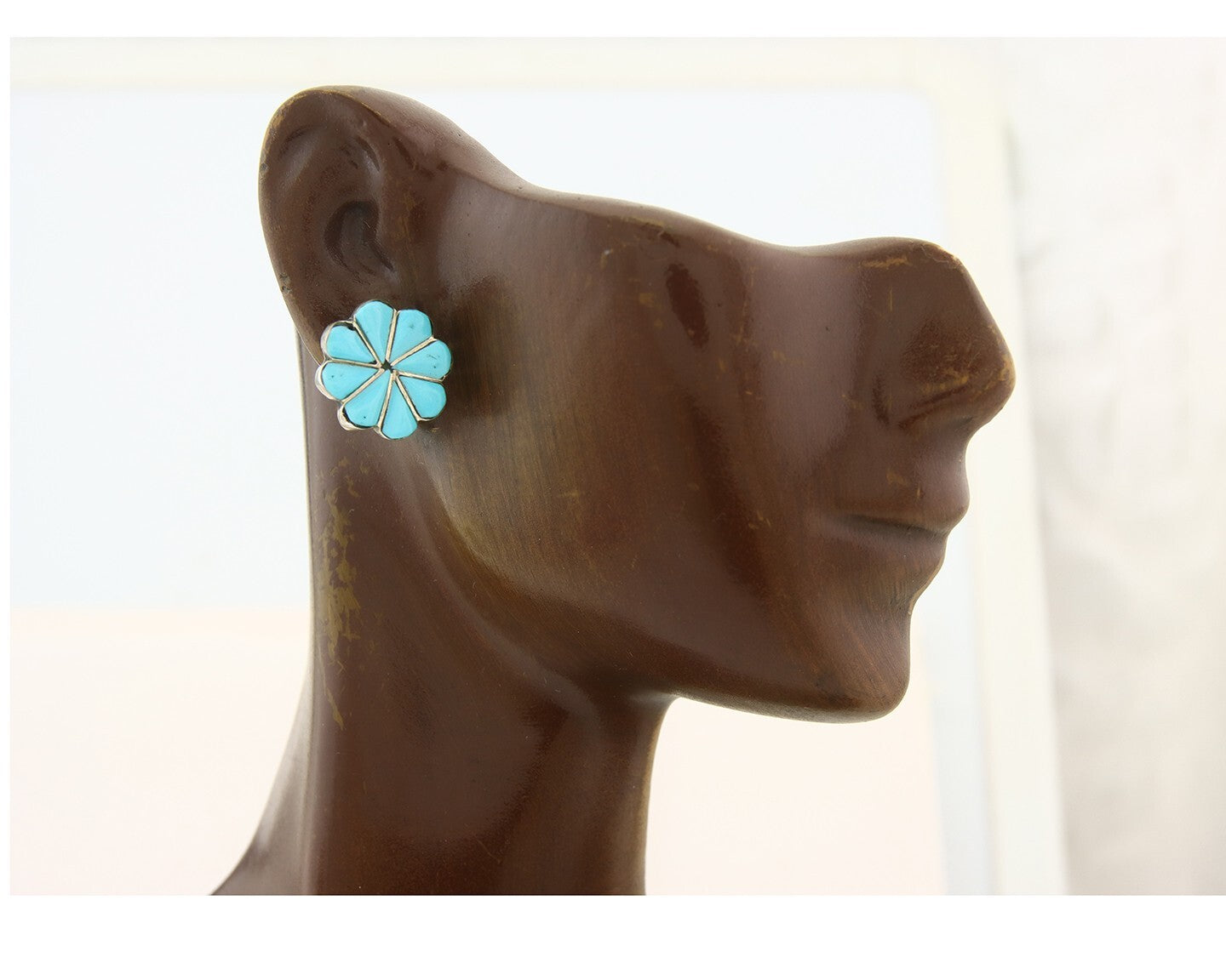 Navajo Earrings 925 Silver Natural Turquoise Native American Artist C.80's