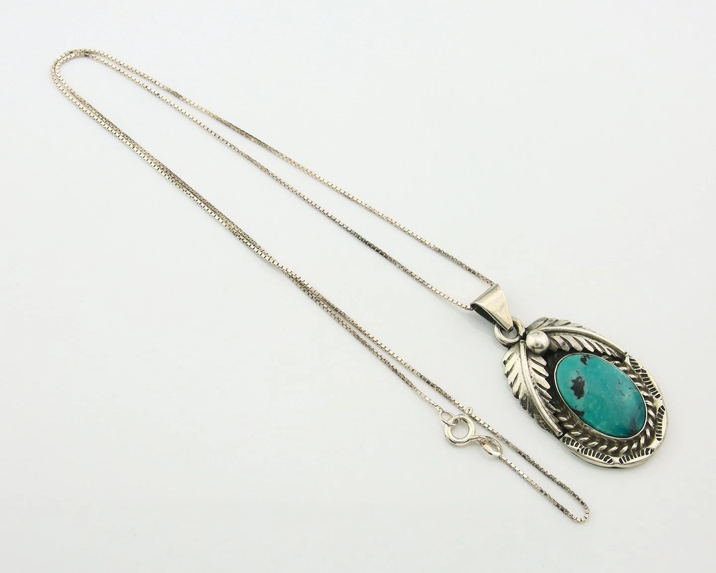 Navajo Necklace Sterling Silver Blue Turquoise Vintage Signed Sun
