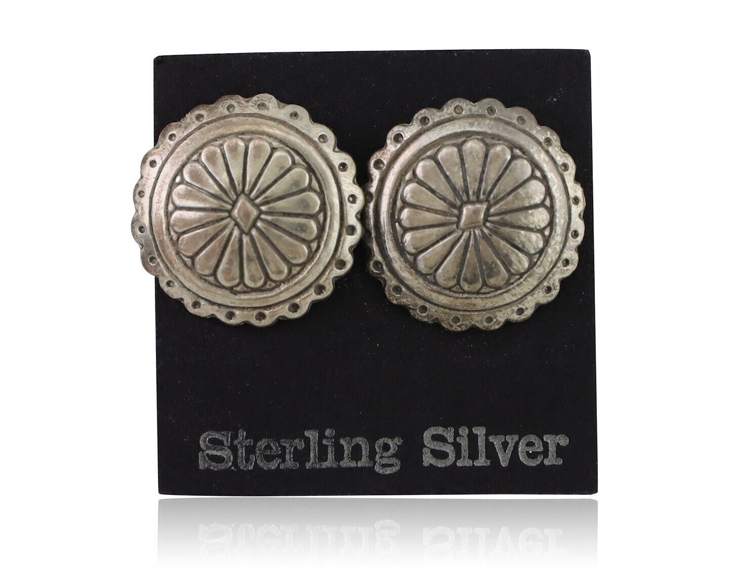 Navajo Small Shield Earrings 925 Silver Native American Artist C.80's