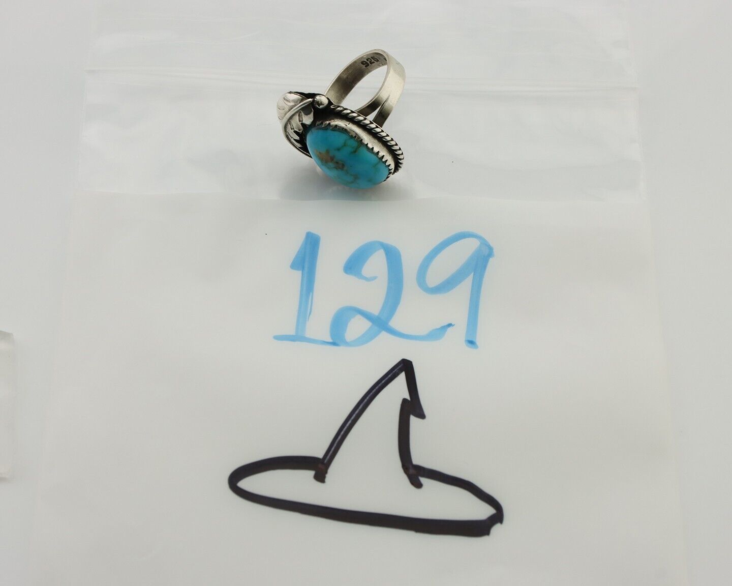 Navajo Ring 925 Silver Natural Blue Turquoise Native American Artist C.80's