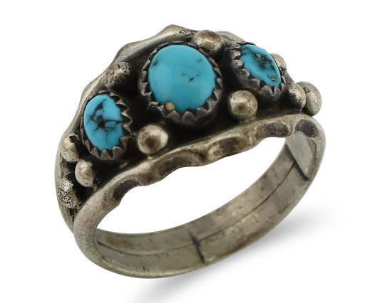 Navajo Ring 925 Silver Blue Turquoise Artist Signed SkyStone Creations C.80's