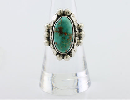 Navajo Ring 925 Silver Royston Turquoise Native Artist Signed P Size 7.5 C.80's