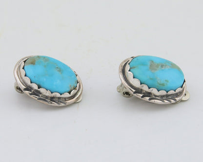 Navajo Paw Earrings 925 Silver Blue Turquoise Native American Artist C.80's