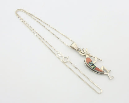 Navajo Kokopelli Necklace Sterling Silver Authentic Natural Gemstone Vintage
