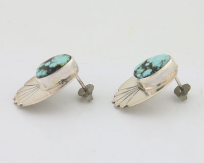 Navajo Dangle Earrings 925 Silver Natural Turquoise Signed Wilson Padilla C.80's