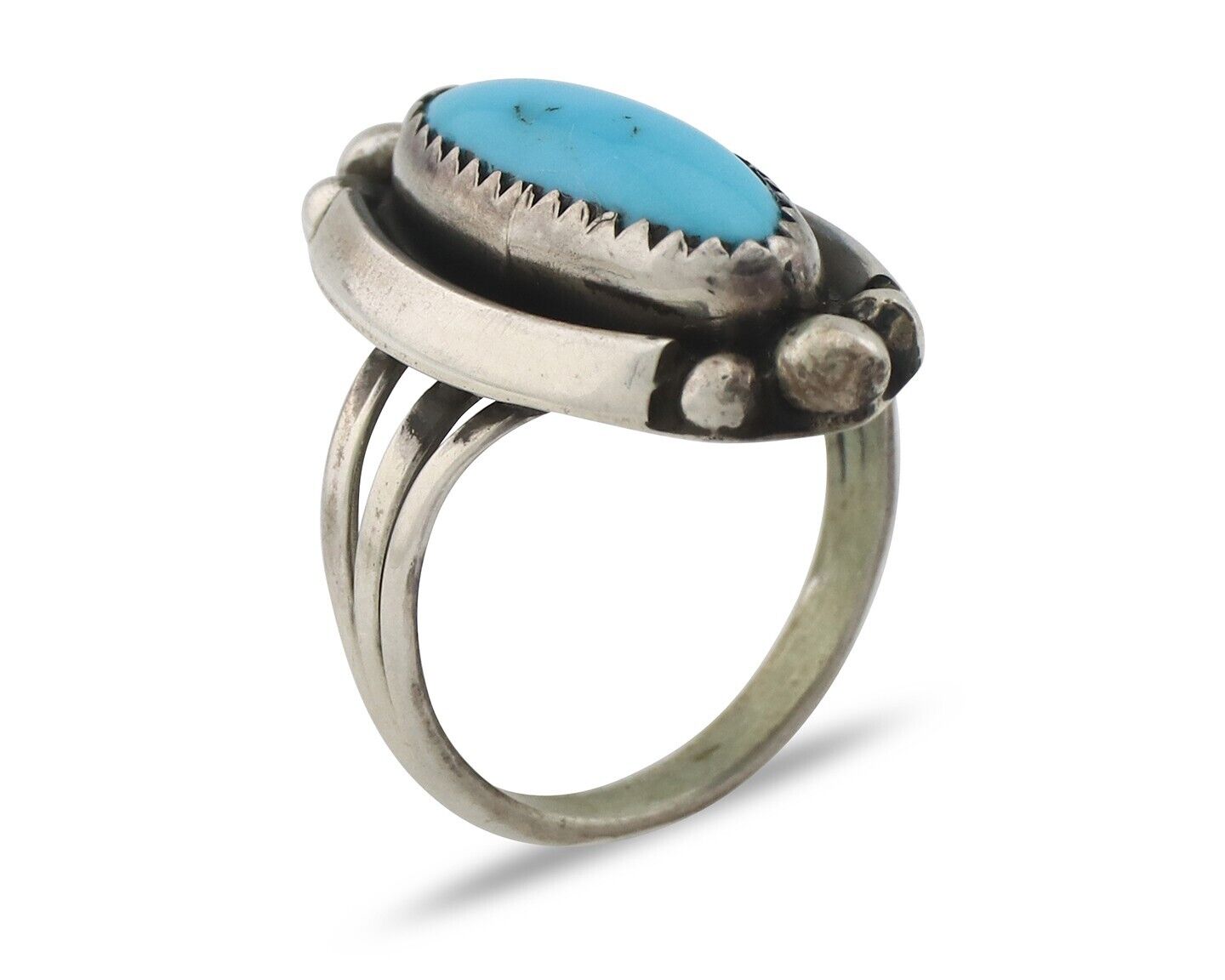 Navajo Ring .925 Silver Sleeping Beauty Turquoise Signed SkyStone Creations C80s