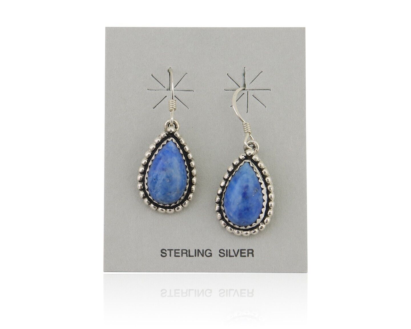 Navajo Earrings 925 Silver Blue Denim Lapis Artist Signed First Eagle C.80's