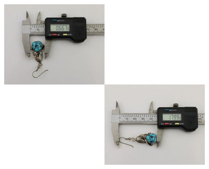 Navajo Handmade Earrings 925 Silver Natural Turquoise Native Artist C.80's