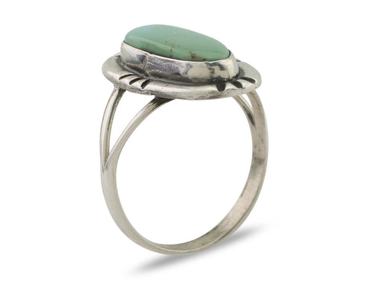 Navajo Ring 925 Silver Natural Turquoise Native American Artist Signed C.80's