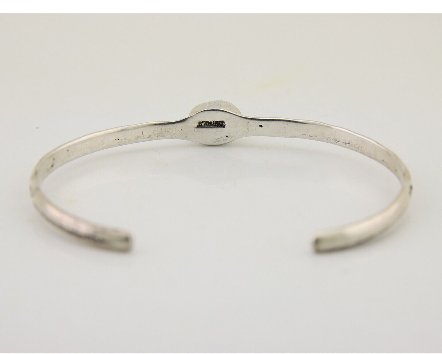 Navajo Hand Stamped Cuff Bracelet Turquoise 925 Silver Native American Artist