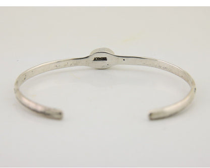 Navajo Hand Stamped Cuff Bracelet Turquoise 925 Silver Native American Artist