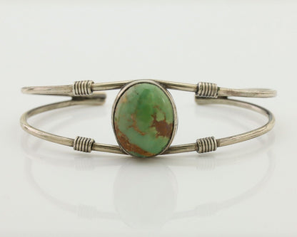 Navajo Bracelet 925 Silver Natural Green Turquoise Native American Artist C.80's