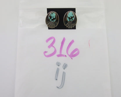 Navajo Dangle Earrings 925 Silver Natural Turquoise Signed Wilson Padilla C.80's