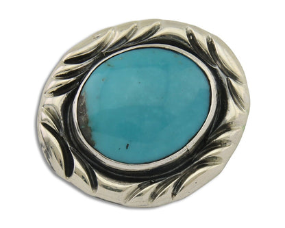 Navajo Pin 925 Silver Natural Mined Turquoise Artist Signed C Montoya C.80's