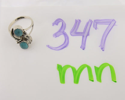 Navajo Ring 925 Silver Natural Slab Turquoise Artist Signed WR C.80's
