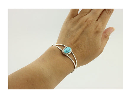 Navajo Bracelet 925 Silver Sleeping Beauty Turquoise Native Artist C.80's
