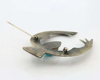 Navajo Handmade Pin Sterling Silver Turquoise Vintage Turpen Pawn Vault