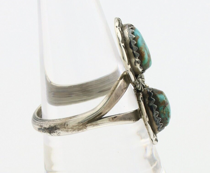 Navajo Ring 925 Silver Natural AAA Blue Turquoise Artist Signed Tom Willeto C80s