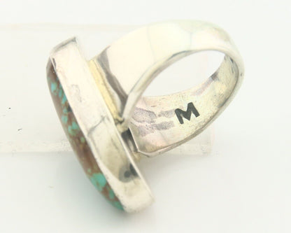 Navajo Ring 925 Sterling Turquoise Handmade Signed M Montoya C.80's Size 6.75