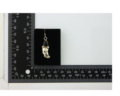 Navajo Earrings 925 Silver Handmade Natural Onyx Signed DB C.80's