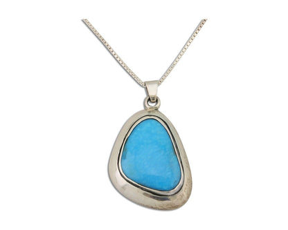 Navajo Necklace 925 Silver Natural Blue Turquoise Native American Artist C.80's