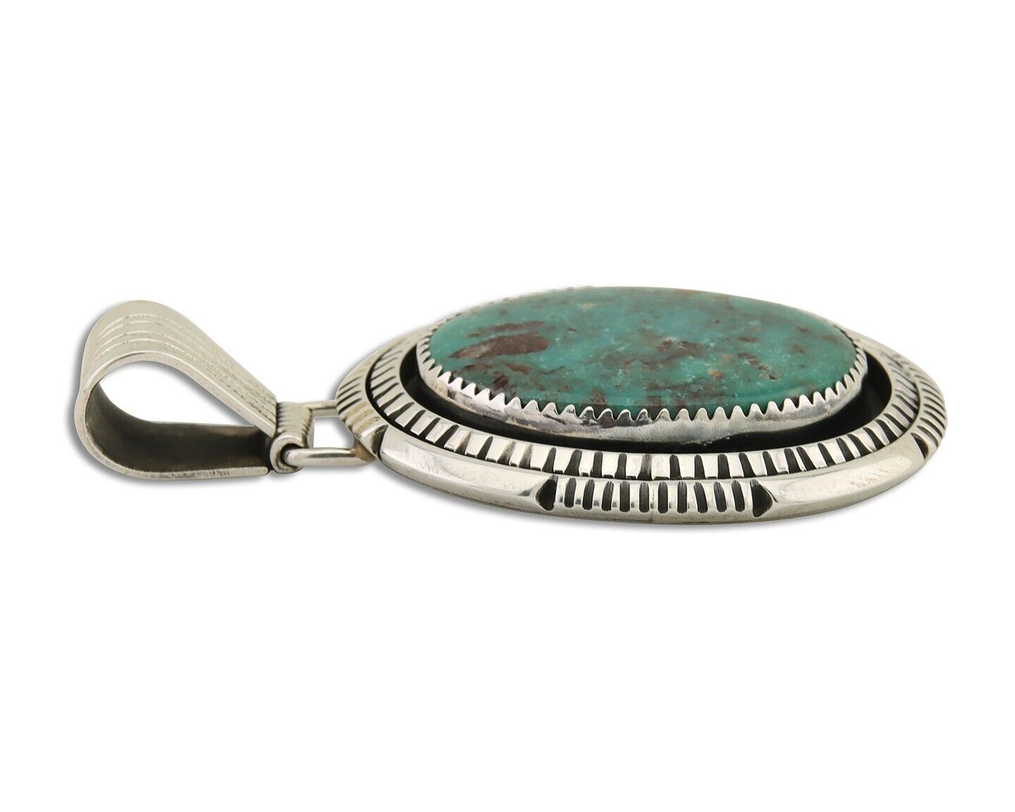 Navajo Pendant 925 Silver Natural Turquoise Artist Signed Lidia Begay C.80's