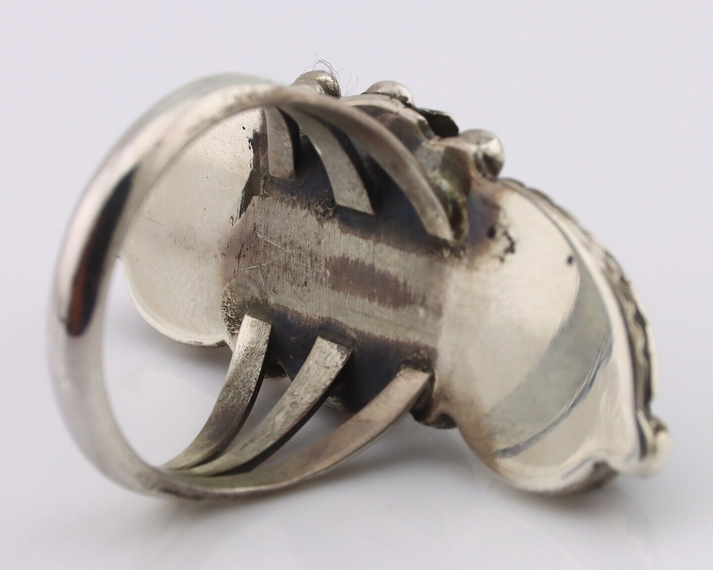 Navajo Ring 925 Silver Blue Diamond Turquoise Native American Artist C.80's