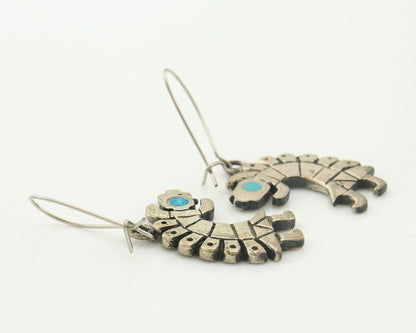 Navajo Dangle Earrings Sterling Silver Natural Turquoise Vintage Handmade