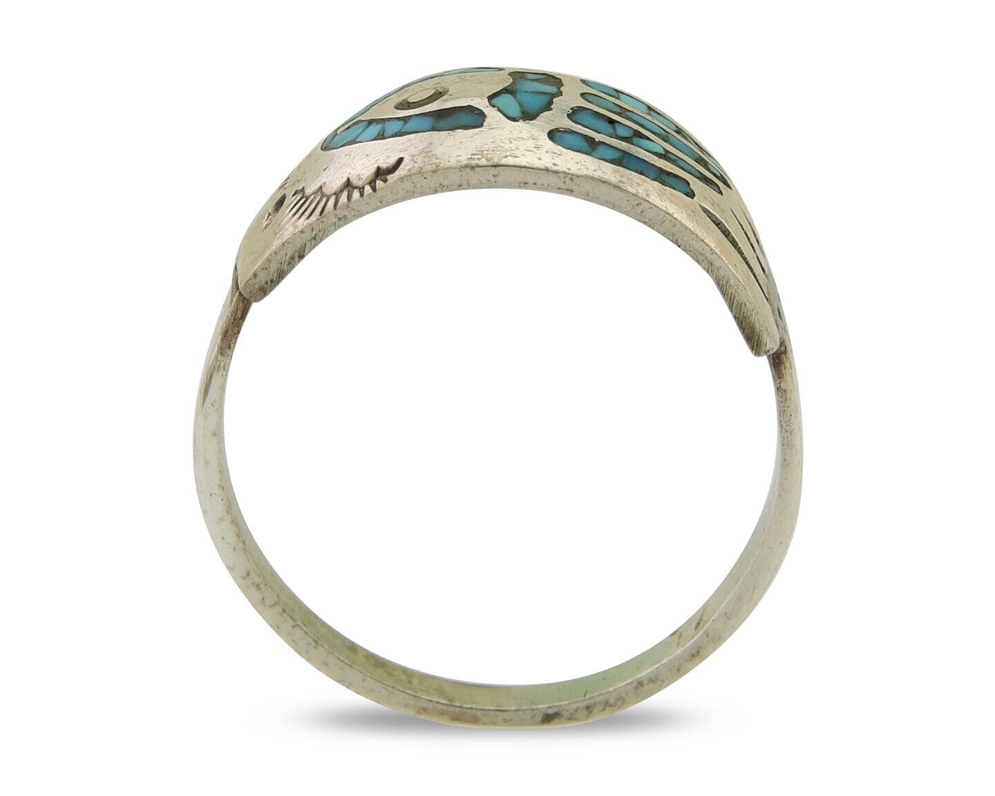 Navajo Paw Ring 925 Silver Turquoise Native Artist C.80's