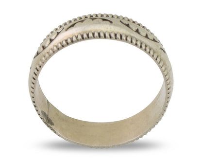 Navajo Hand Stamped Band 925 Silver 6.0 mm Native Artist Size 7.5 C.80's