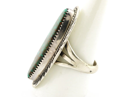 Navajo Ring 925 Silver Natural Mined Spiderweb Turquoise Artist Signed USA C.80s