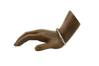 Navajo Hand Stamped Cuff Bracelet Turquoise 925 Silver Native American Artist