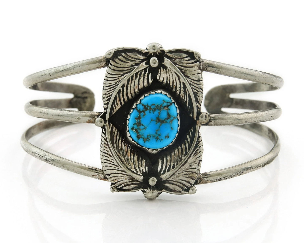 Navajo Cuff Bracelet Sterling Silver Turquoise Handmade Vintage Native Artist