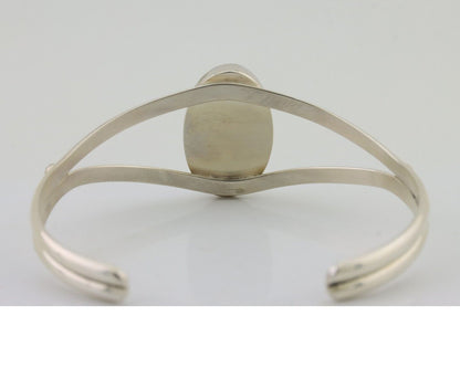 Navajo Cuff Bracelet 925 Silver Green Turquoise Signed Wilbur Musket Jr C.90's