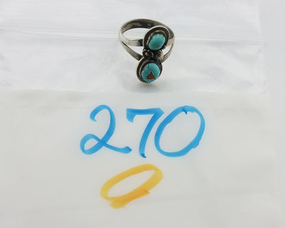 Navajo Ring 925 Silver Natural AAA Blue Turquoise Artist Signed Tom Willeto C80s