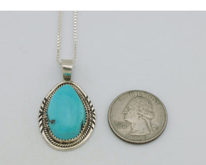 Navajo Necklace 925 Silver Kingman Turquoise Signed Anna Begay C.80's