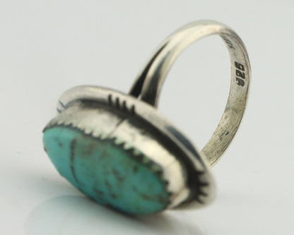 Navajo Ring .925 Silver Natural Blue Turquoise Native American Artist C.80's