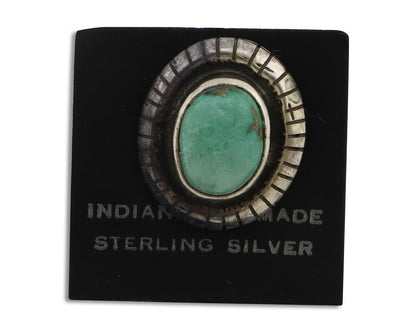 Navajo Tie Tack 925 Silver Natural Mined Turquoise Native American Artist C.80's