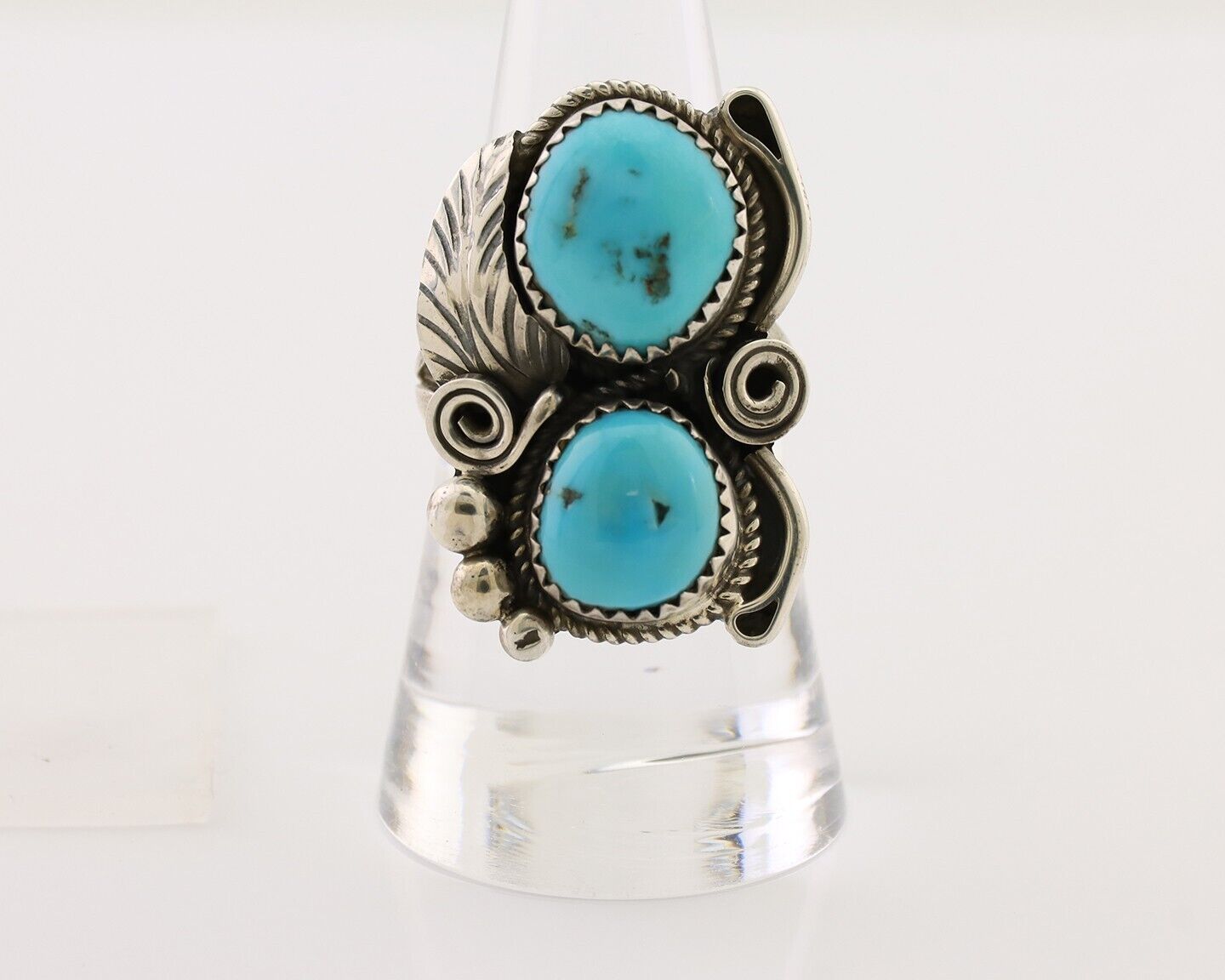Navajo Handmade Ring 925 Silver Natural Tuquoise Artist Signed JM C.80's