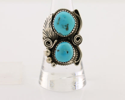 Navajo Handmade Ring 925 Silver Natural Tuquoise Artist Signed JM C.80's