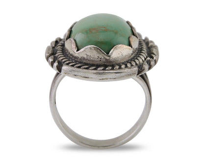 Navajo Handmade Ring 925 Silver Natural Turquoise Signed Sunrise C.80's