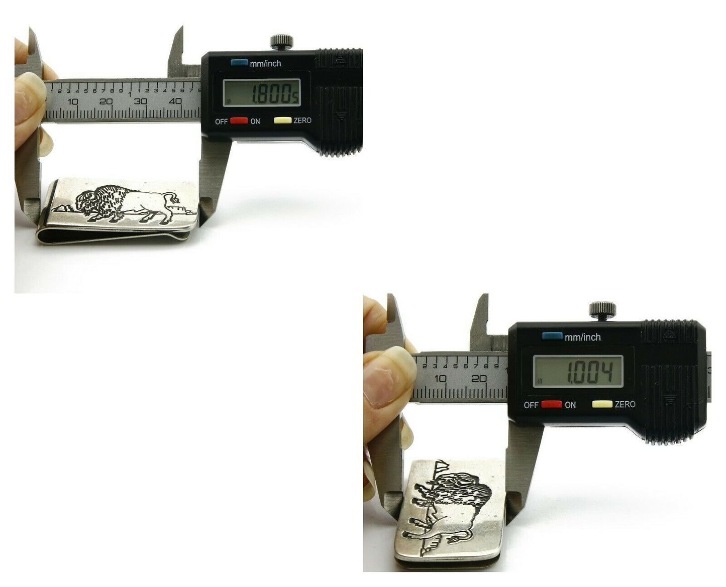 Navajo Money Clip .925 Silver & Nickle Hand Stamped Artist Native C.80's-90's