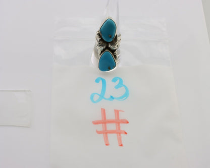 Navajo Ring 925 Silver Morenci Turquoise Signed B C.80's