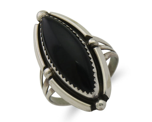 Navajo Handmade Ring 925 Silver Black Onyx Artist Signed SC C.80's