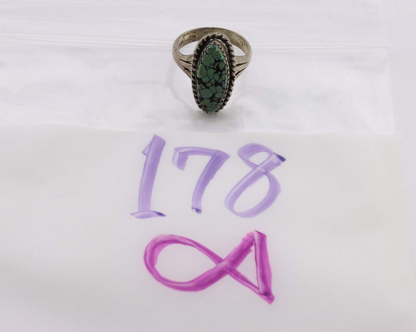 Navajo Ring 925 Silver Blue Turquoise Native American Artist C.80's