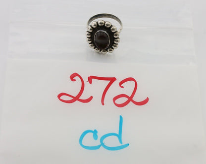 Navajo Handmade Ring 925 Silver Natural Fire Opal Native Artist Size 7.5 C.80's