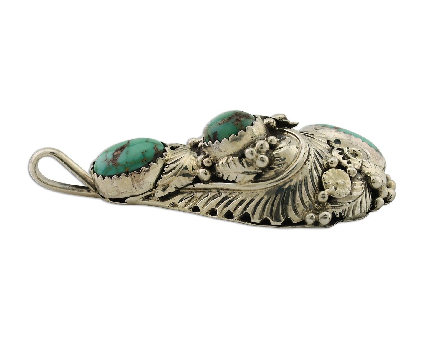 Navajo Pendant 925 Silver Natural Bisbee Turquoise Signed Tom Willeto C.80's