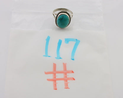 Navajo Ring 925 Silver Kingman Turquoise Native American Artist C.80's